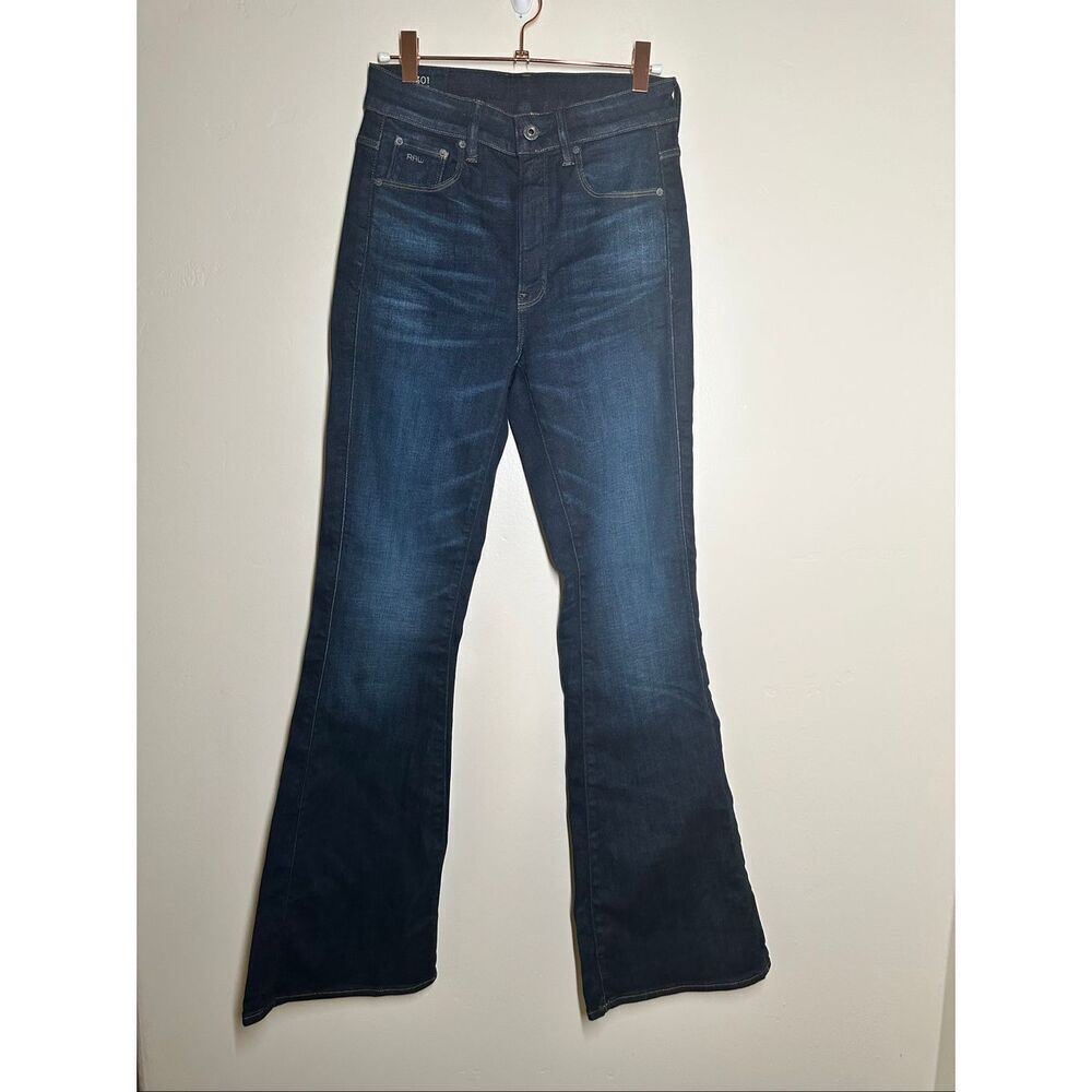 🌸 G Star G Raw 3301 High Rise Flare Dark Wash Flare Jeans New Size 26